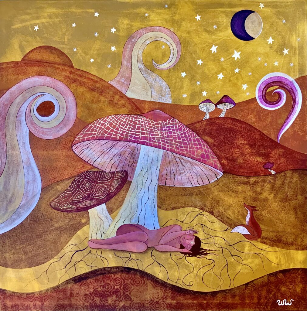 Sterne, Pilze, Gold, Mond, lauschen